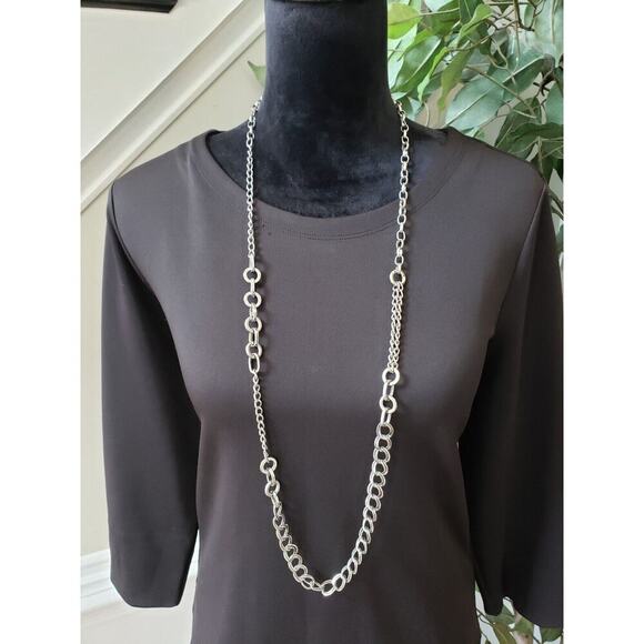 ALFANI Women's Black Solid Polyester Round Neck 3/4 Sleeve Top Blouse Size Large - Picture 2 of 12